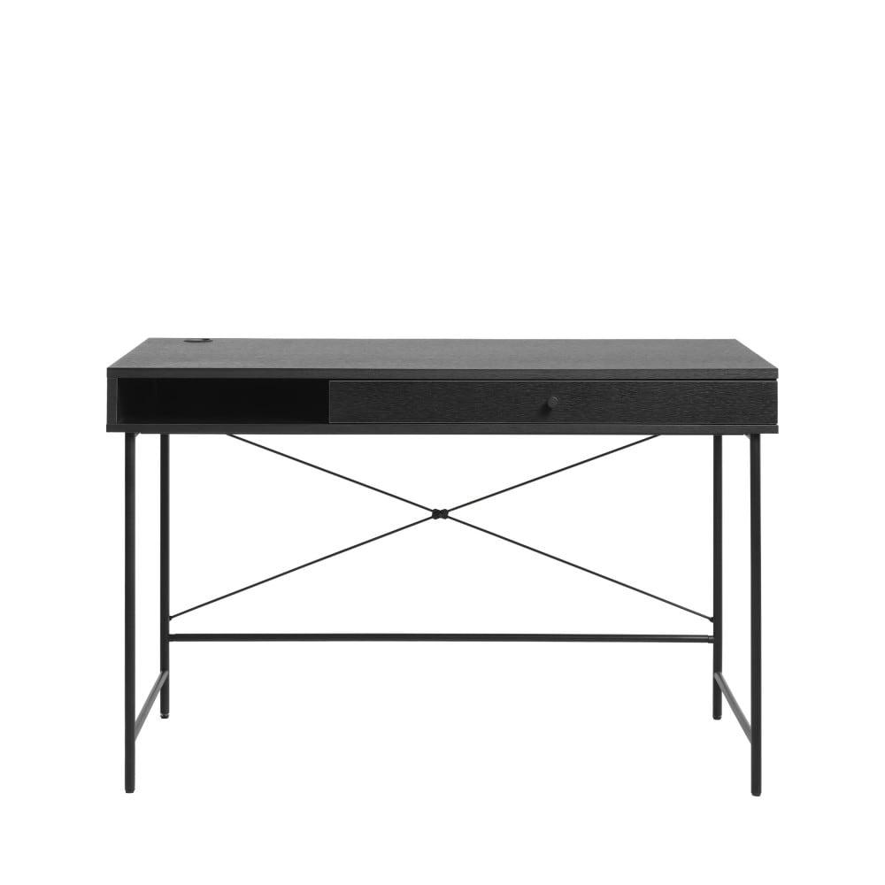 RINTO - Bureau 1 tiroir, 1 niche en bois et métal L120cm noir