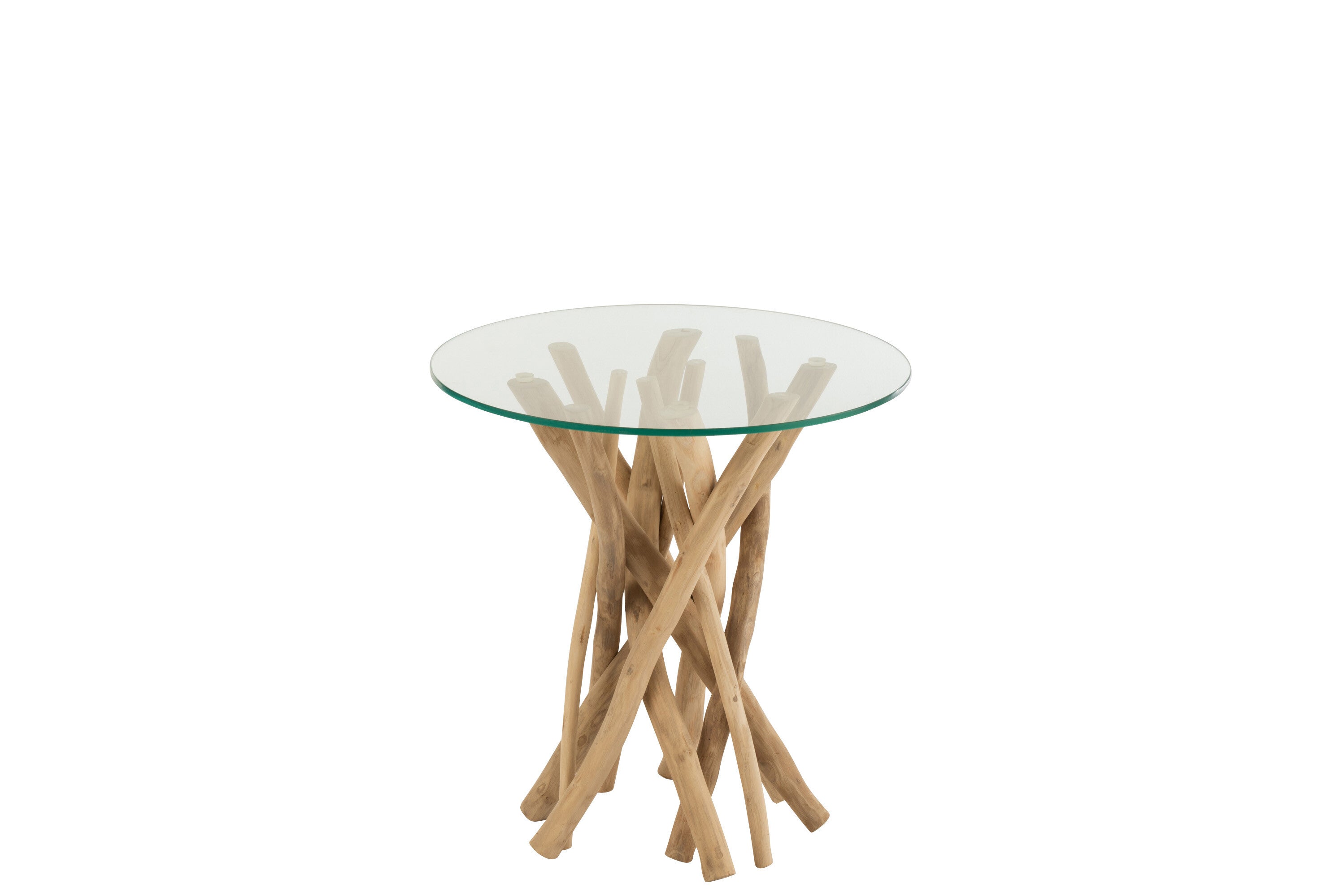 J-Line bijzettafel Takken Teak - hout/glas - naturel