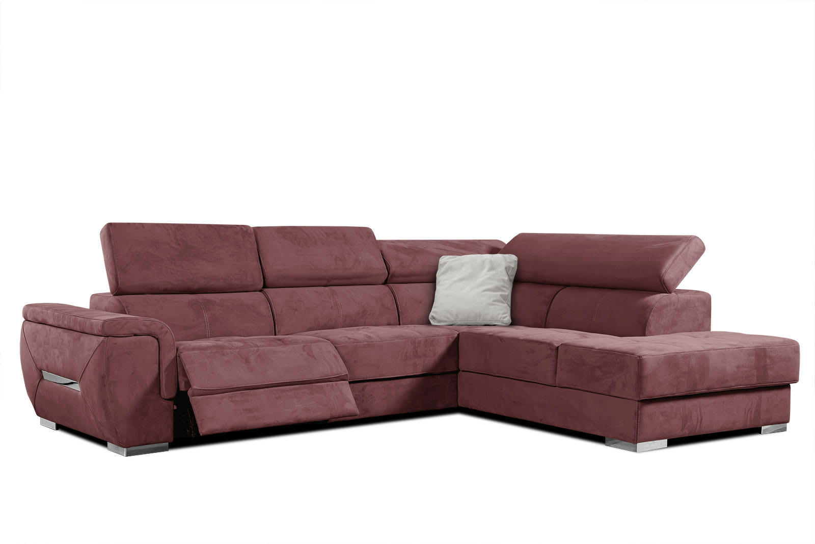 KELTE - Canapé d'angle droit 5 places avec une relaxation tissu rouge