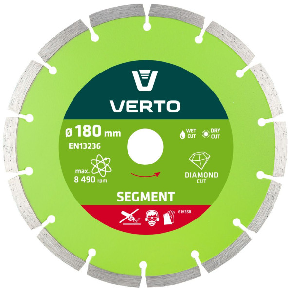 Tarcza diamentowa 180x22.2 mm segmen. VERTO 61H3S8