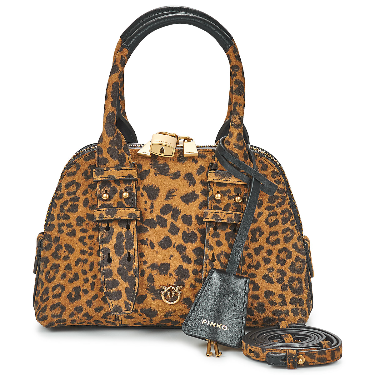 Pinko - BOWLING BAG ZIP MINI SUEDE - Leopard