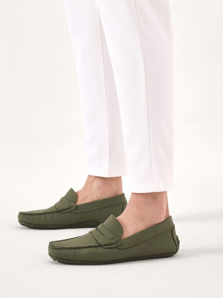 Khaki moccasins for men