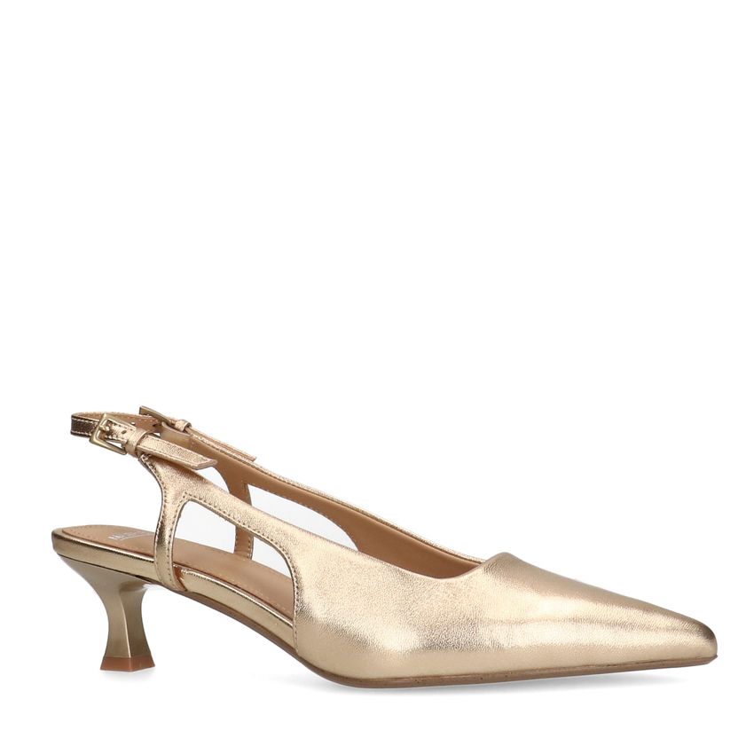 Manfield Gouden leren slingback pumps