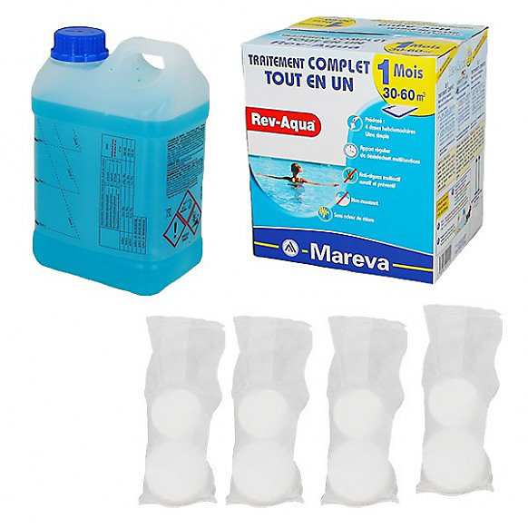 MAREVA - Traitement complet Mareva Rev-Aqua 1 mois - piscine 30-60 m3 (Revaqua) - Lot de 2