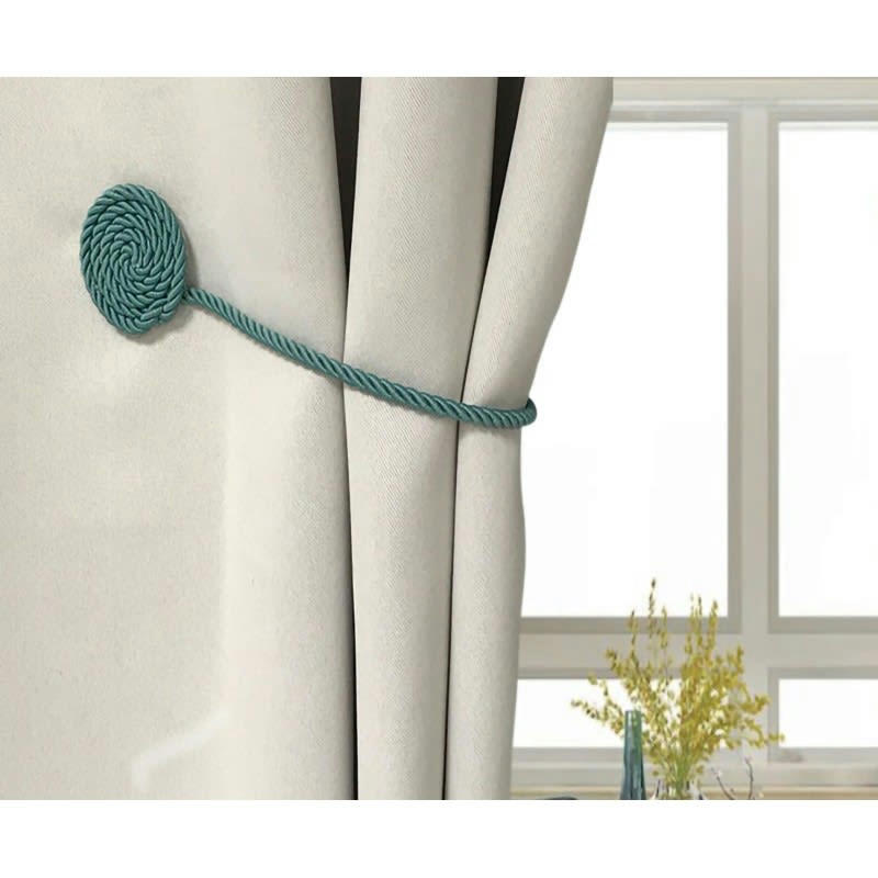 BALI - - Embrasse rideaux textile magnétique sans perçages - Bleu Pacifiques