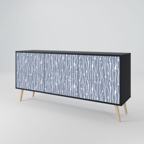 GRAPHITE RAIN Komoda 3 drzwi Czarna-Bukowa skośna