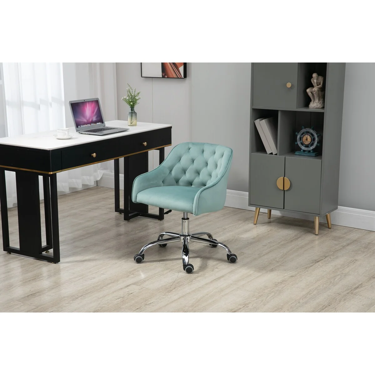 Mint Green Modern Cute Computer Chair Velvet Desk Chair