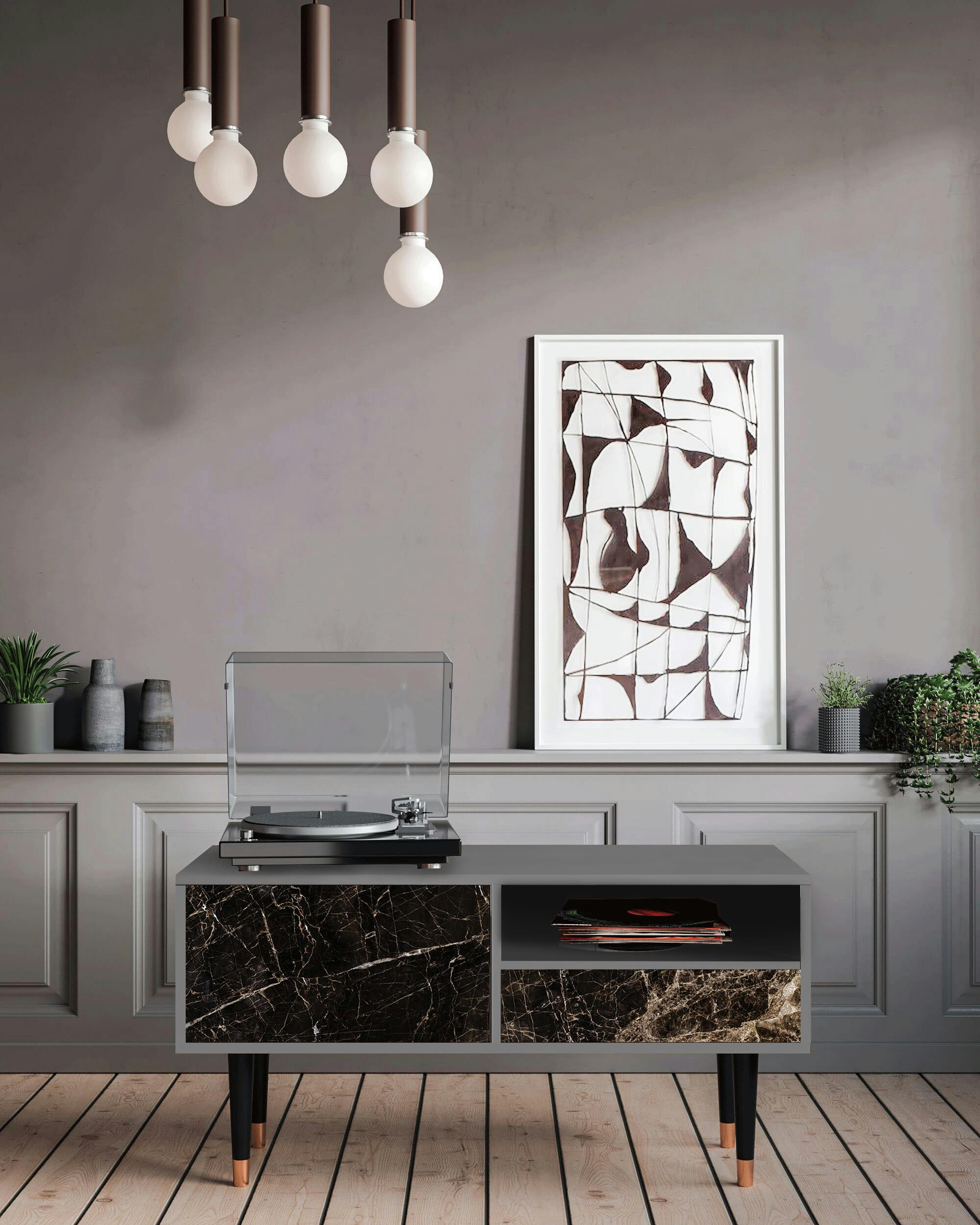 NIGHT ABYSS - Meuble TV  noir 1 tiroir et 1 porte L 115 cm