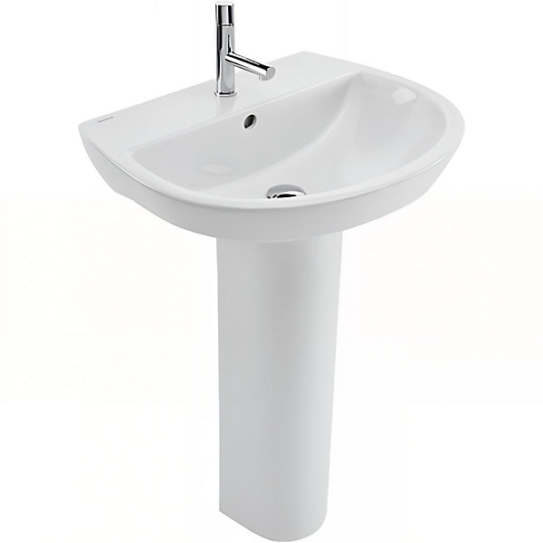 Lavabo 55cm mural céramique traditionnelle SANINDUSA Aveiro Easy blanc