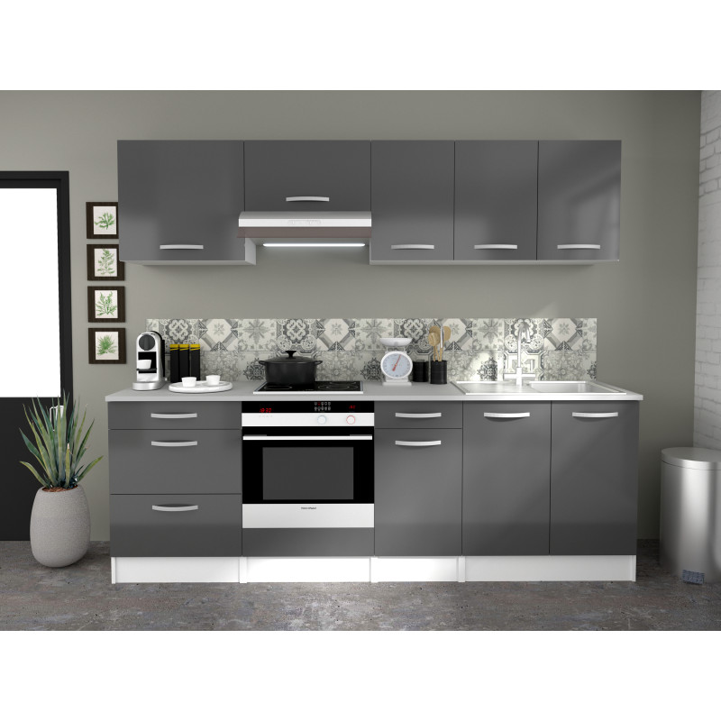 Meuble de cuisine Eko frigo gris brillant 60 x 60 x 140 cm EKIPA
