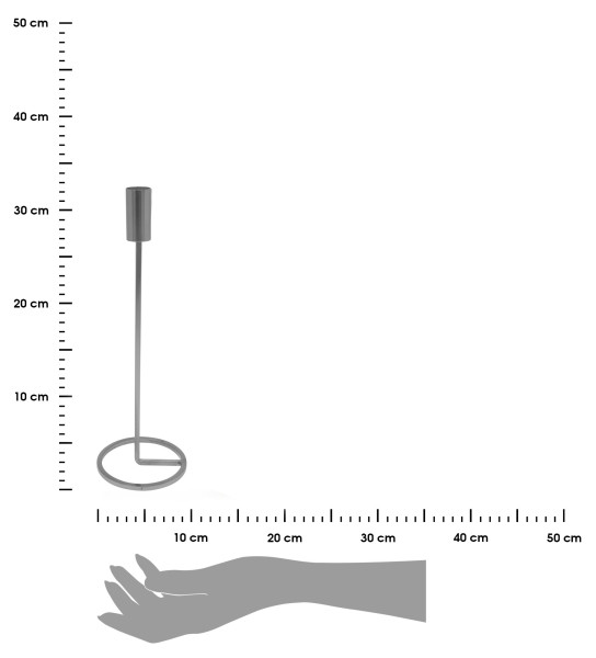Wysoki świecznik w kolorze srebra 31 cm tradycyjny