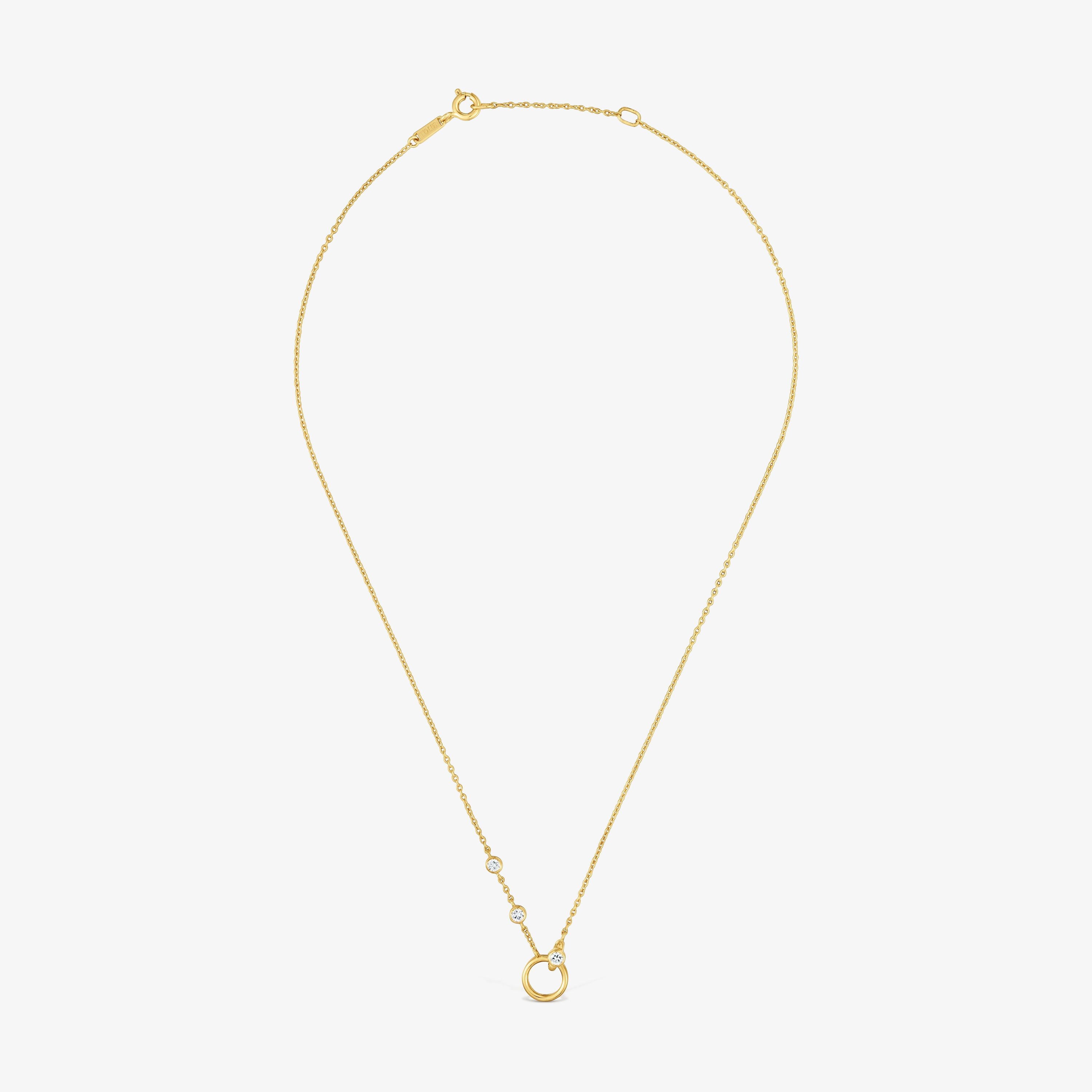 Collar con baño de oro 18 kt sobre plata y diamantes creados en laboratorio Straight LGD