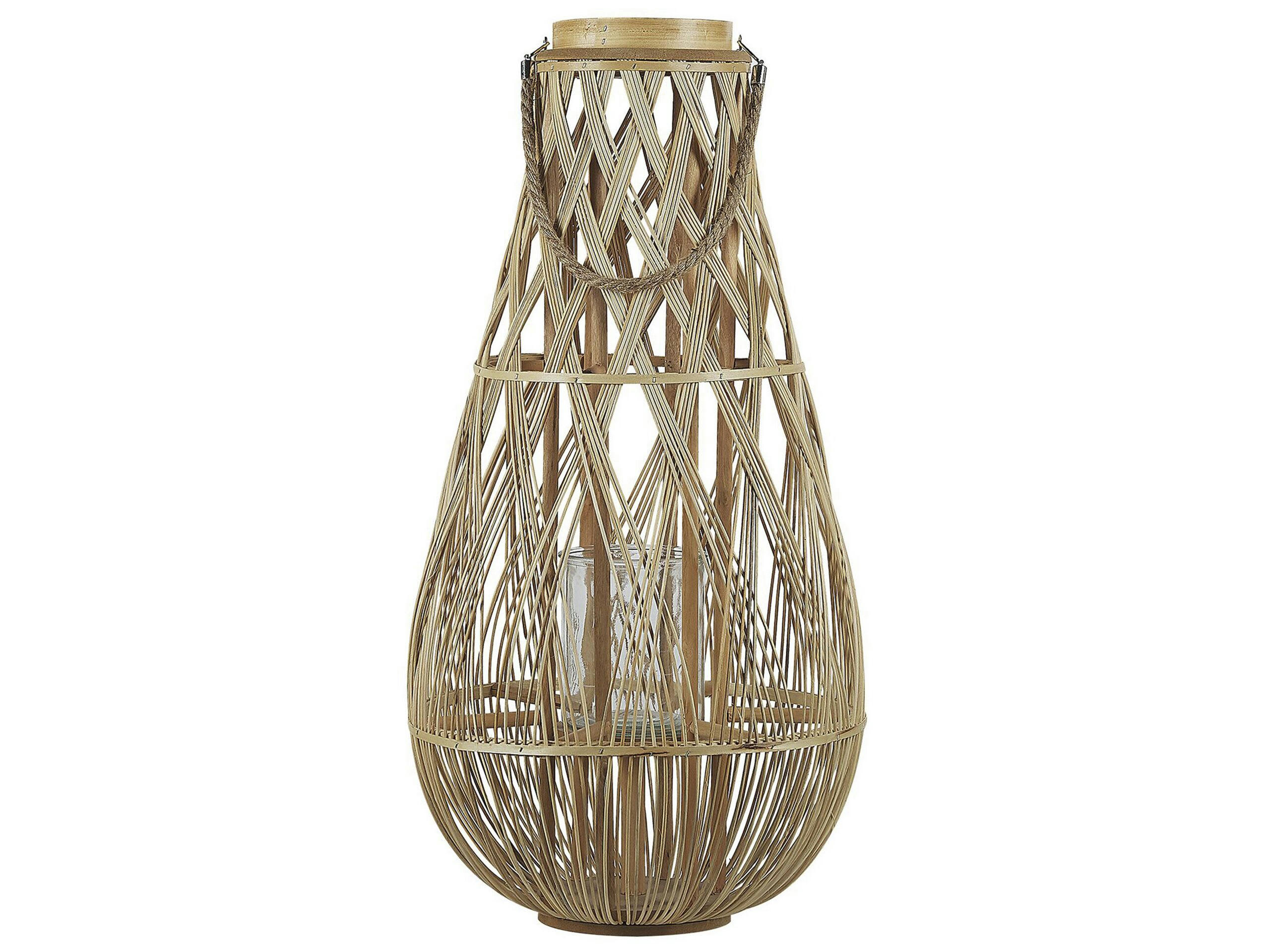 TONGA - Lanterne en bois clair 77 cm