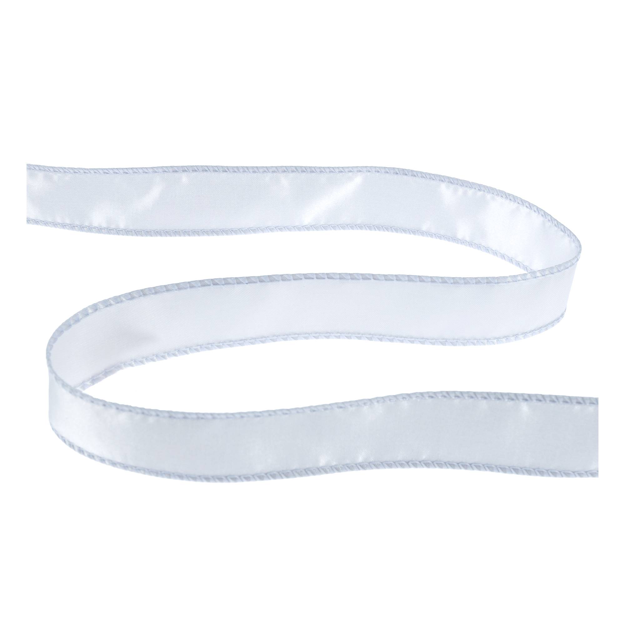 Light Silver Wire Edge Satin Ribbon 25mm x 3m