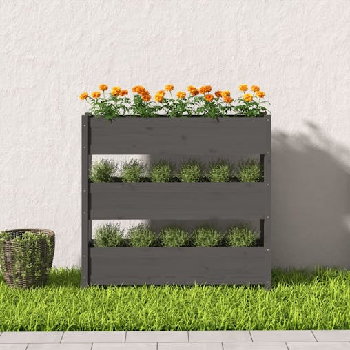 NNEVL Planter Grey 112x25x104.5 cm Solid Wood Pine