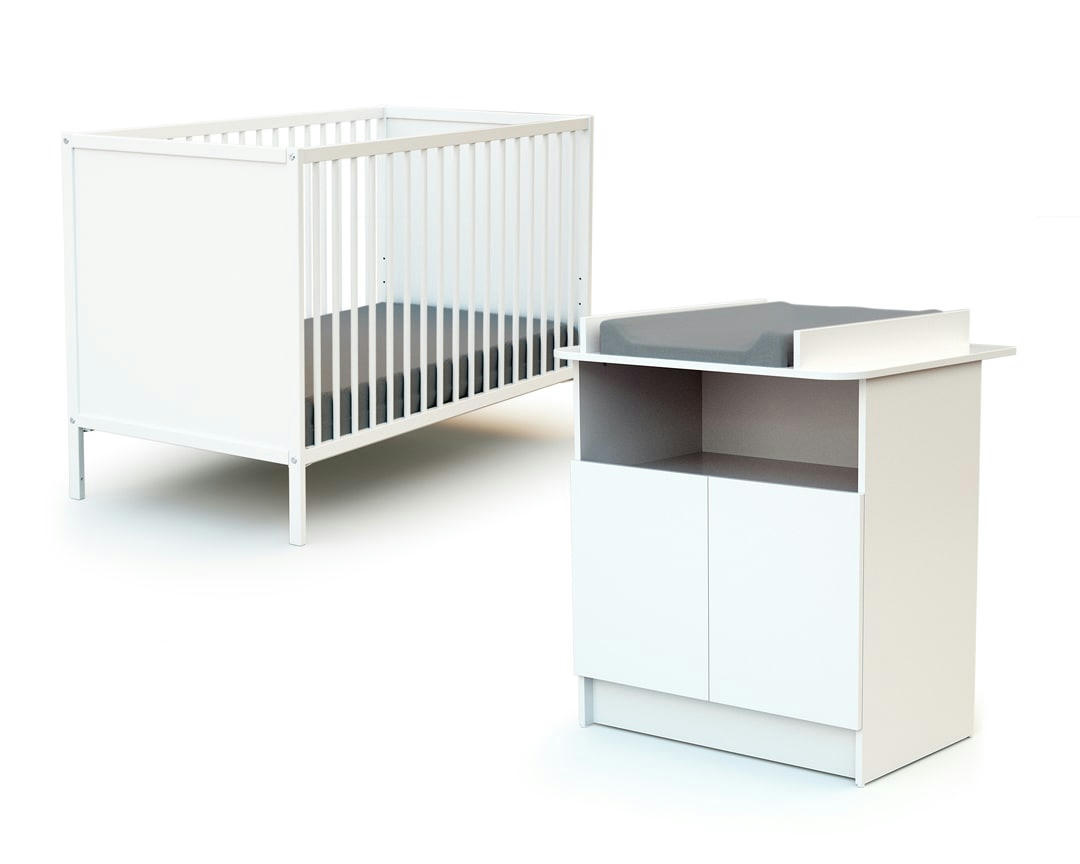 - Duo lit bébé et meuble blanc