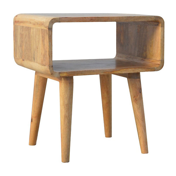 Artisan Furniture Table de chevet incurvée en bois massif, fente ouverte, beige