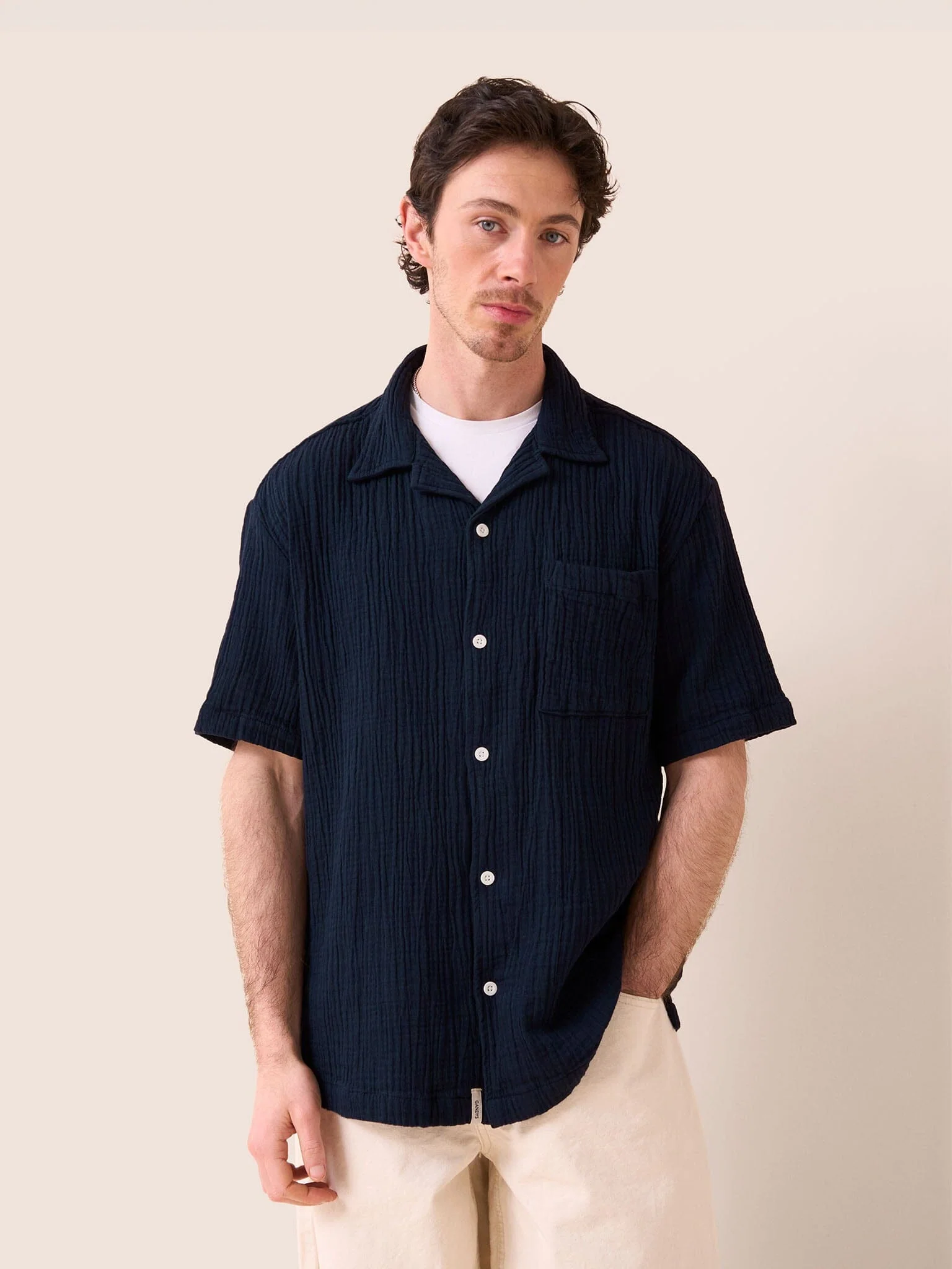 Baxter Cotton Shirt in Navy