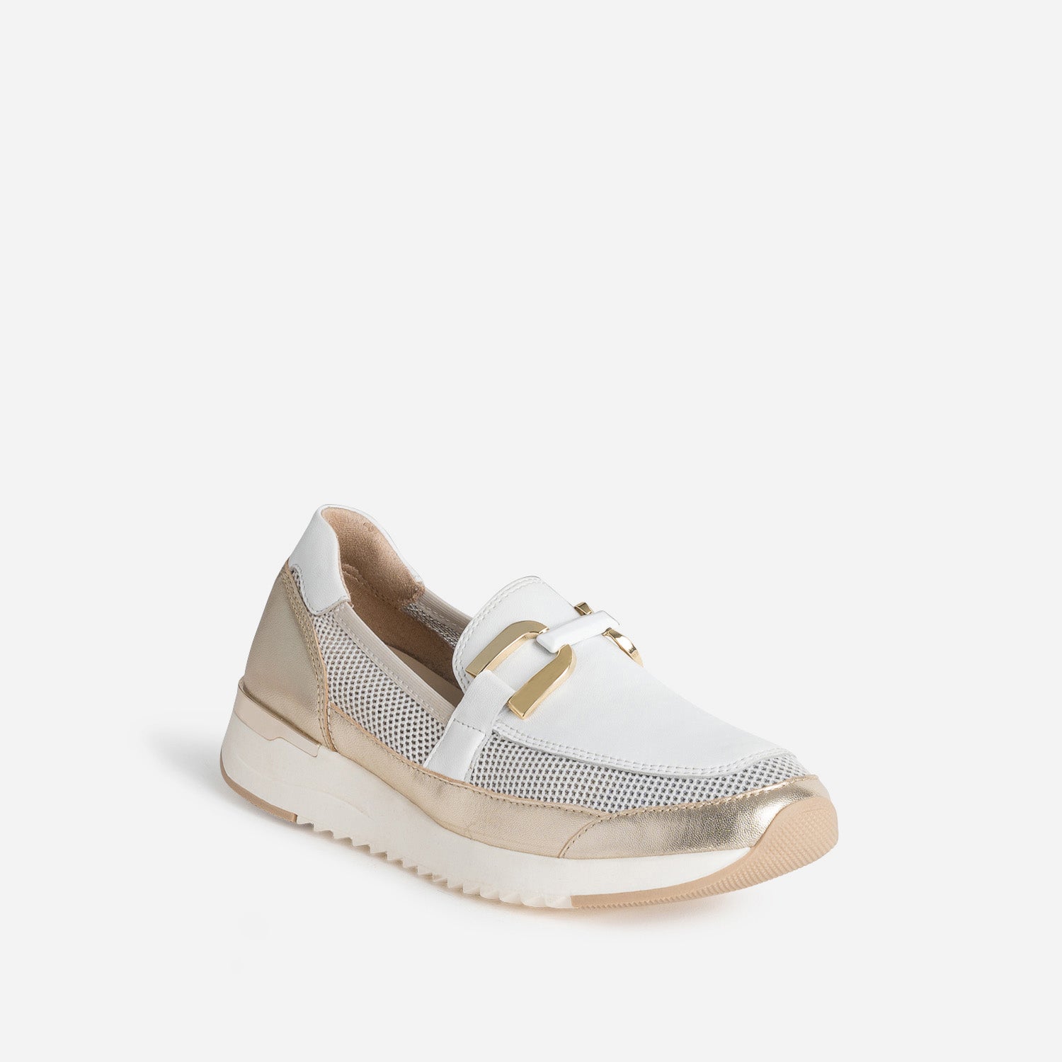 Mocassin confort CAPRICE doré et blanc cuir