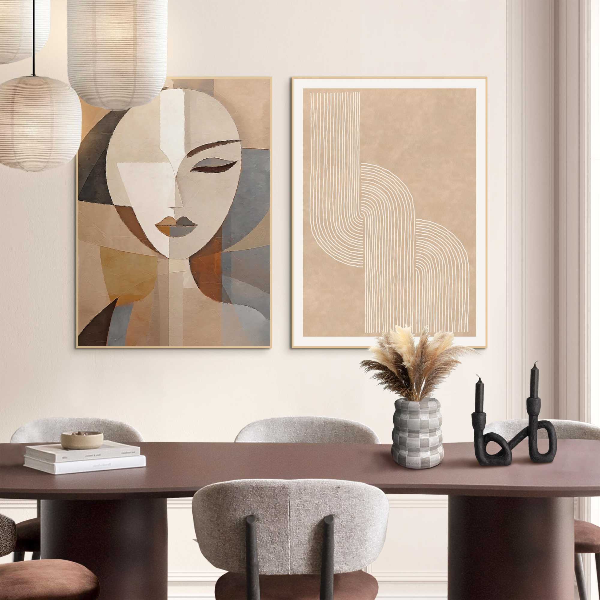 Reinders - Abstract portret - Schilderijen set 50x70 cm - Bruin