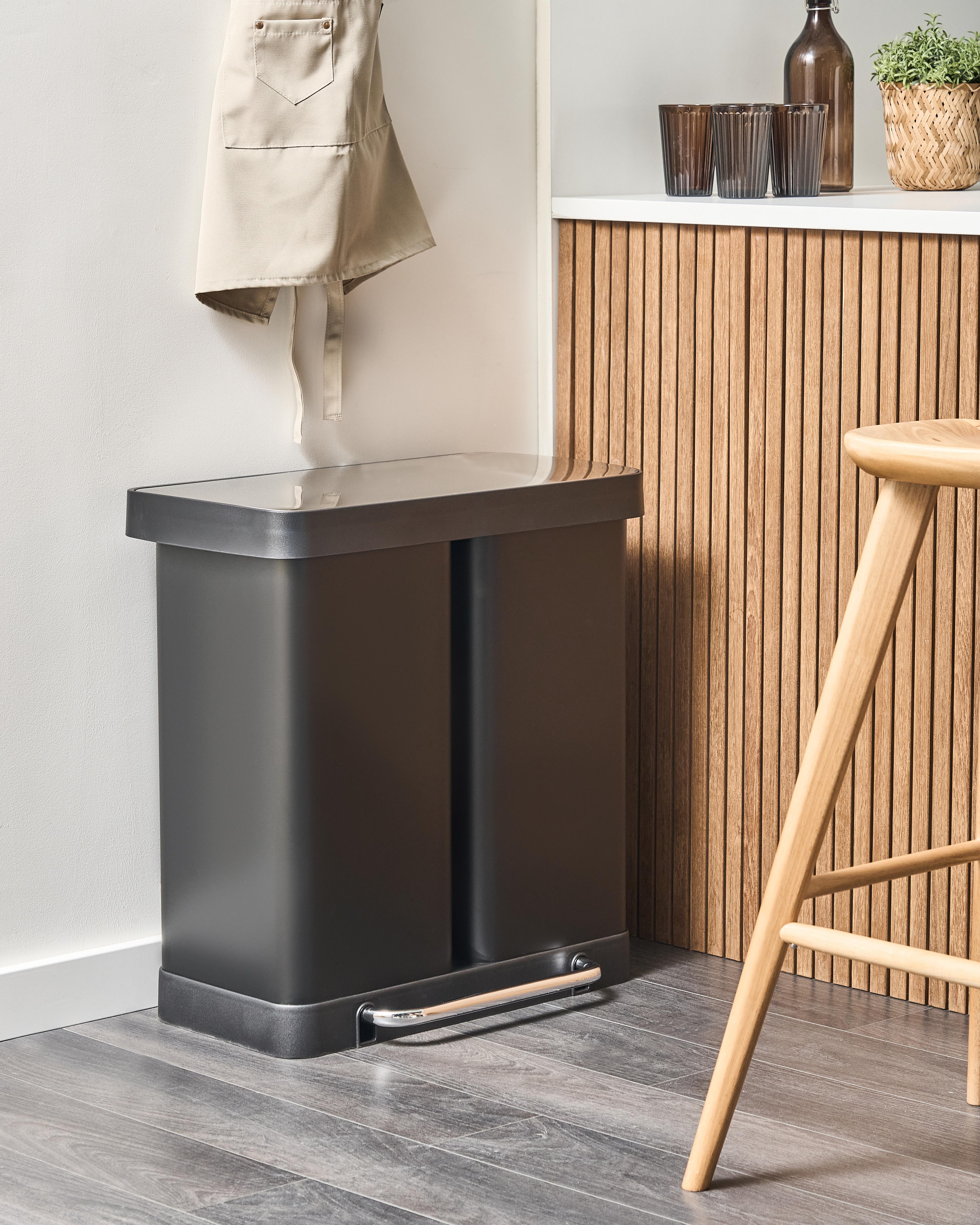 Double Pedal Waste Bin 60 L ECOSORT Metal Black