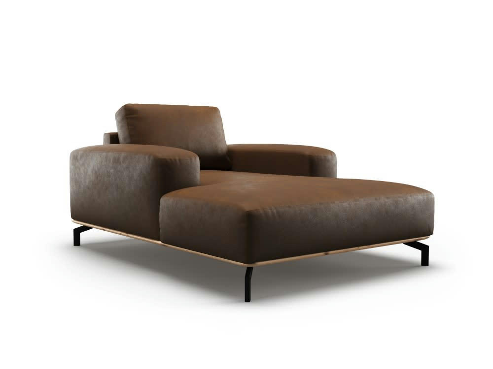 MARC - Méridienne 1 place en cuir marron foncé