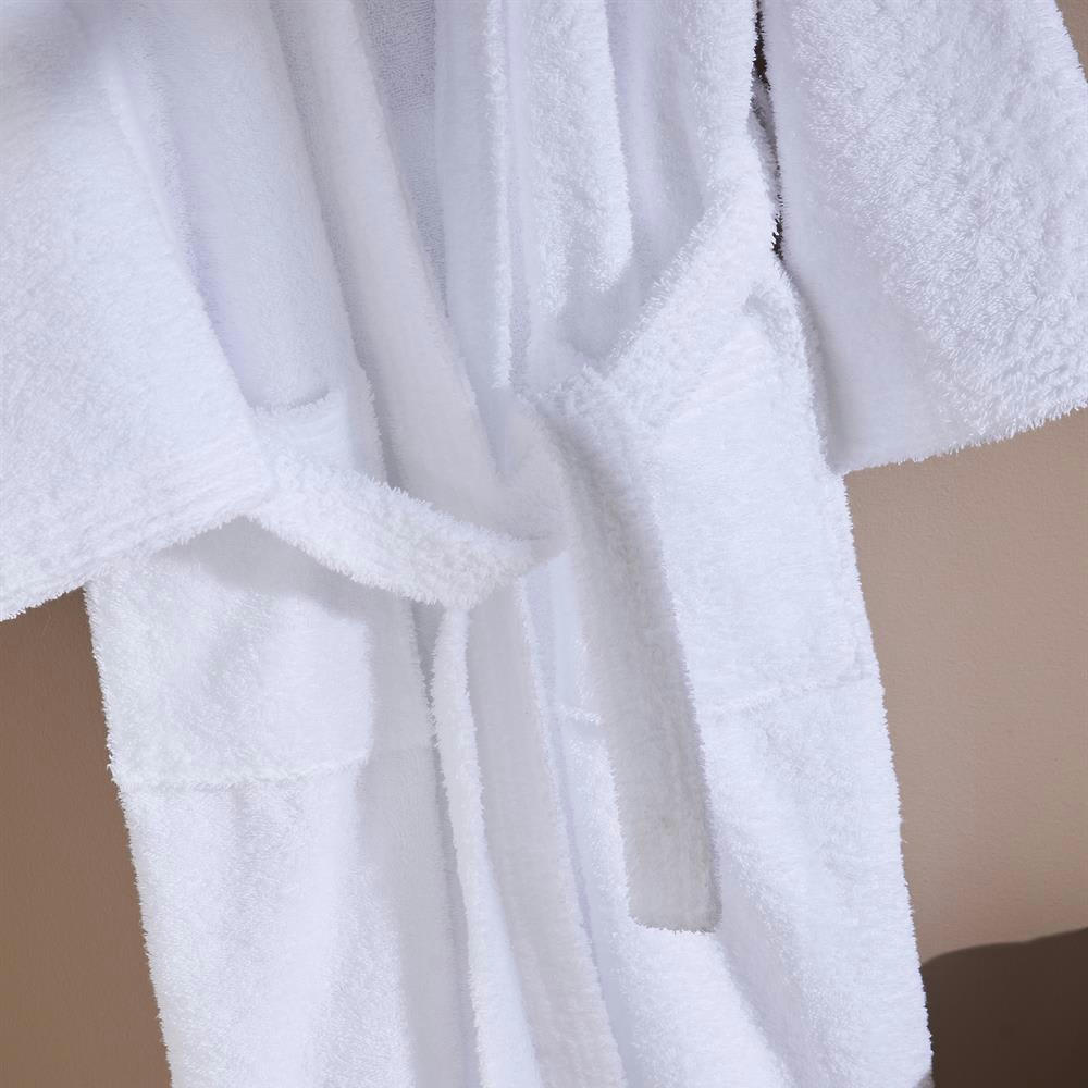 KIMONO - Peignoir en polycoton blanc col kimono taille XL