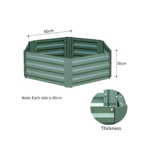 SOGA 2X 60cm Hexagon Shape Galvanised Raised Garden Bed Vegetable Herb Flower Outdoor Planter Box