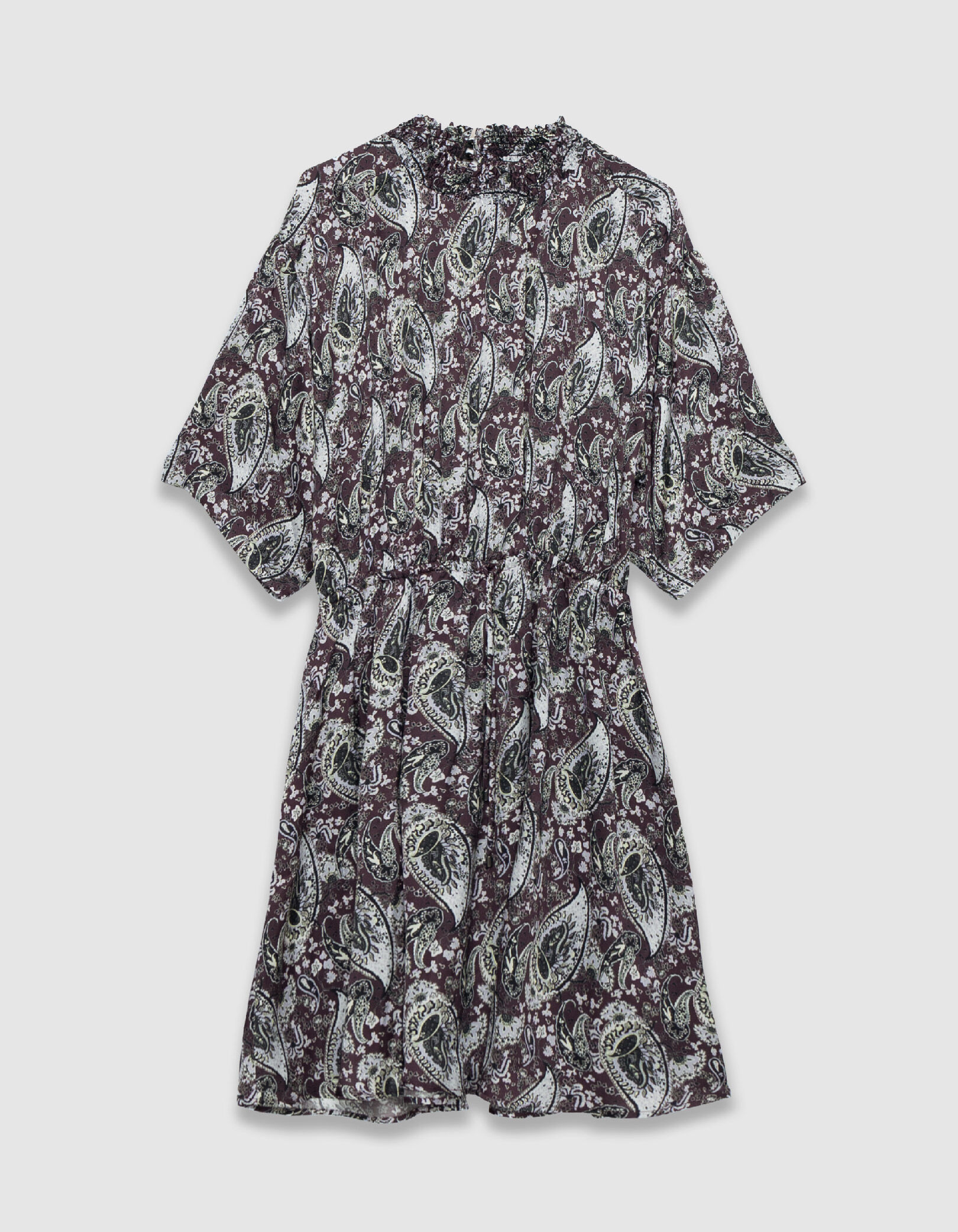 Robe cassis imprimé cachemire Femme