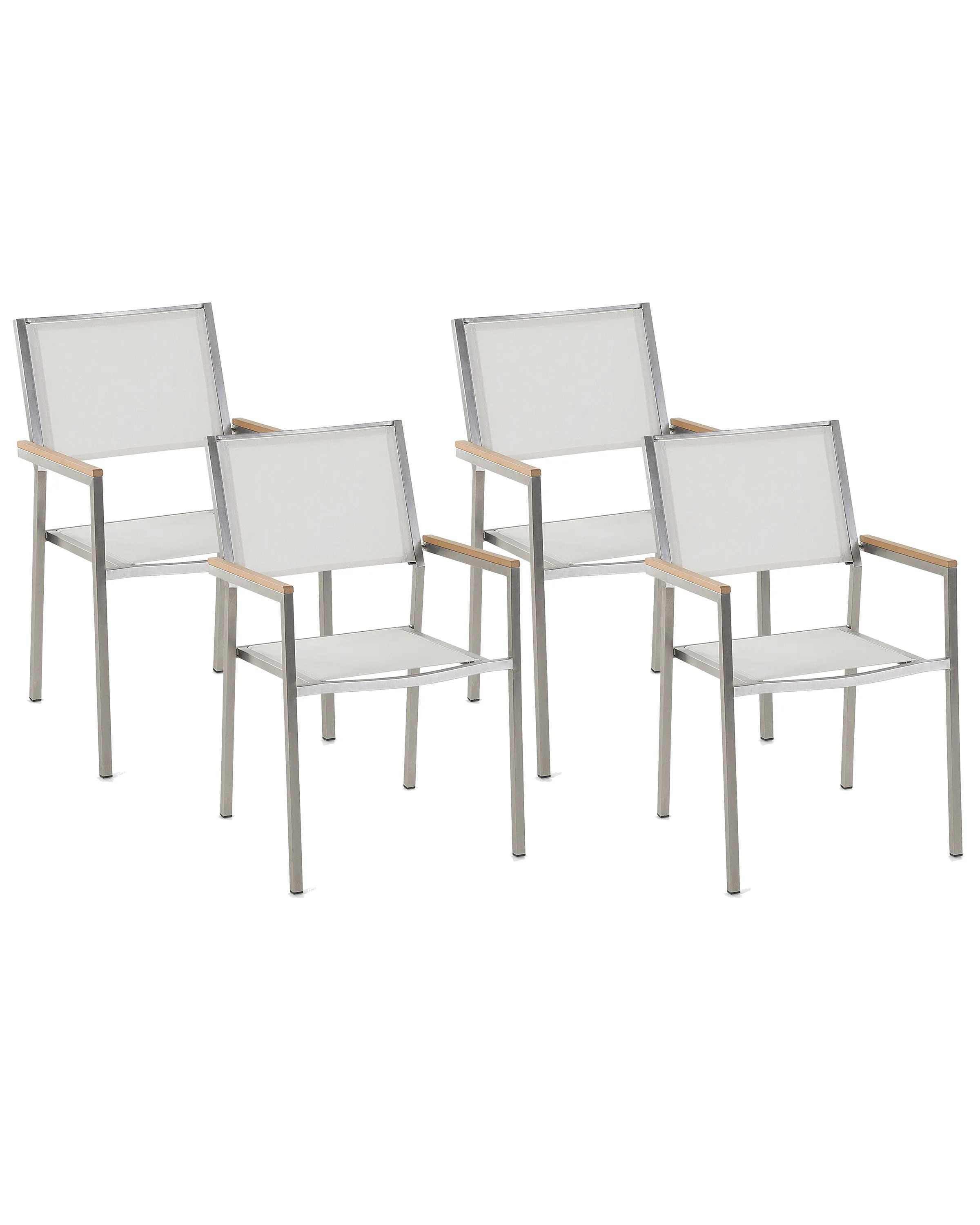 Set of 4 Garden Chairs GROSSETO Stainless Steel White