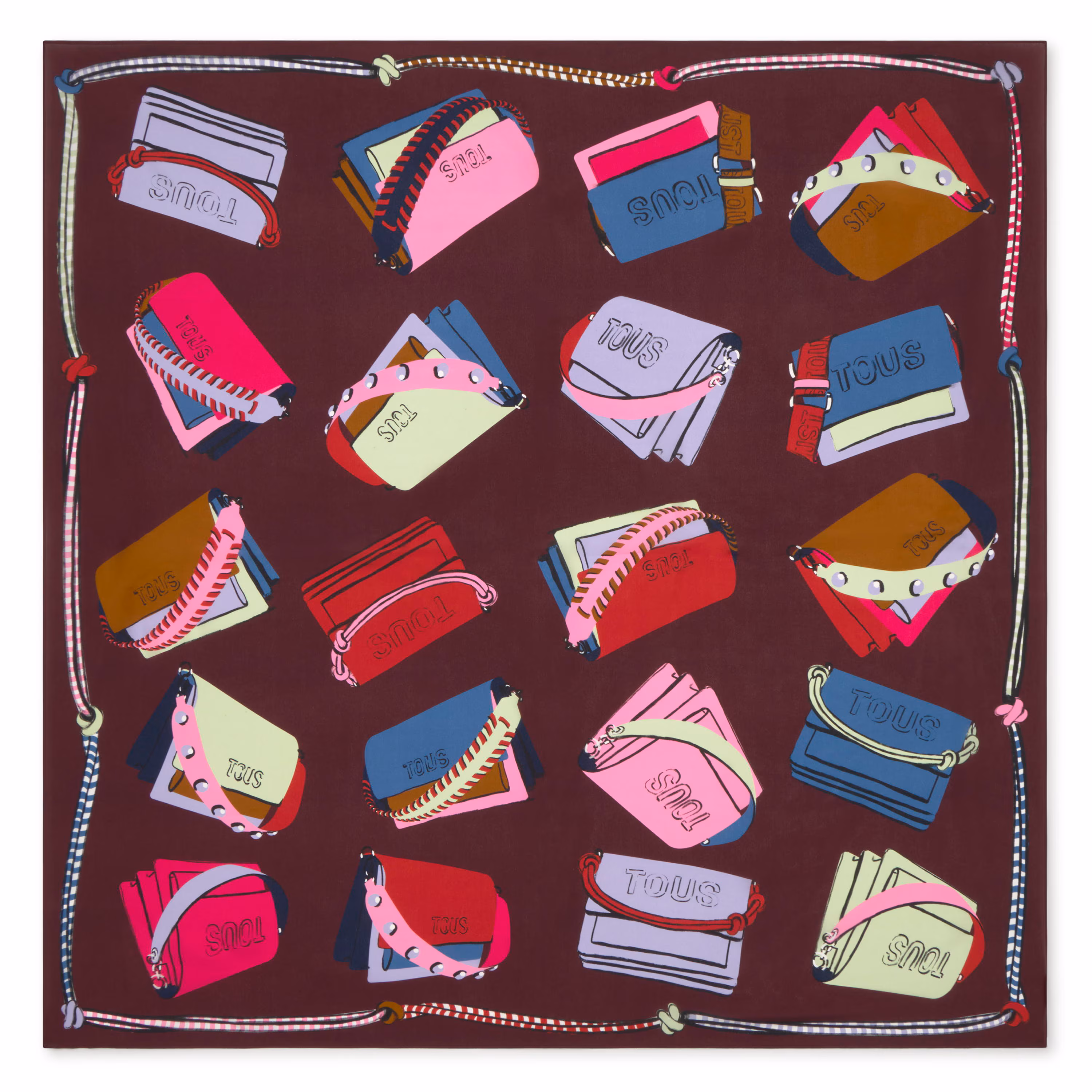 Pañuelo cuadrado burdeos TOUS Audree