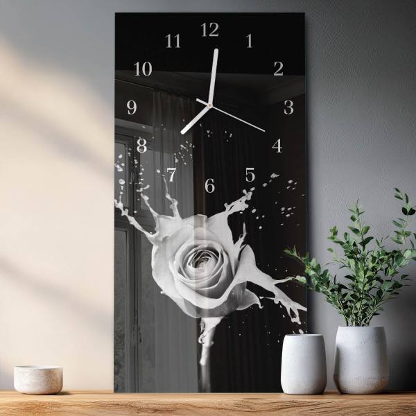 Zegar ścienny 30x60 Róża cichy mechanizm salon