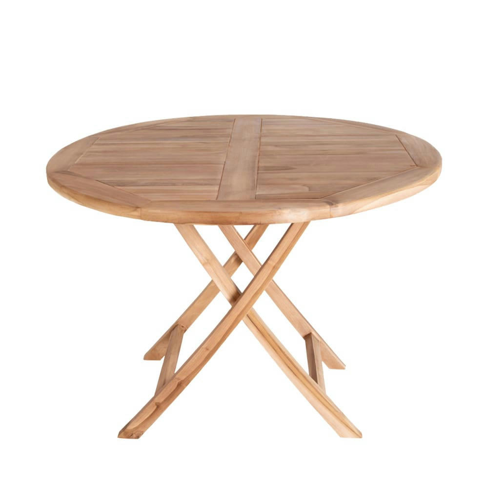 OVIEDO - Table à manger de jardin D100cm en teck bois clair