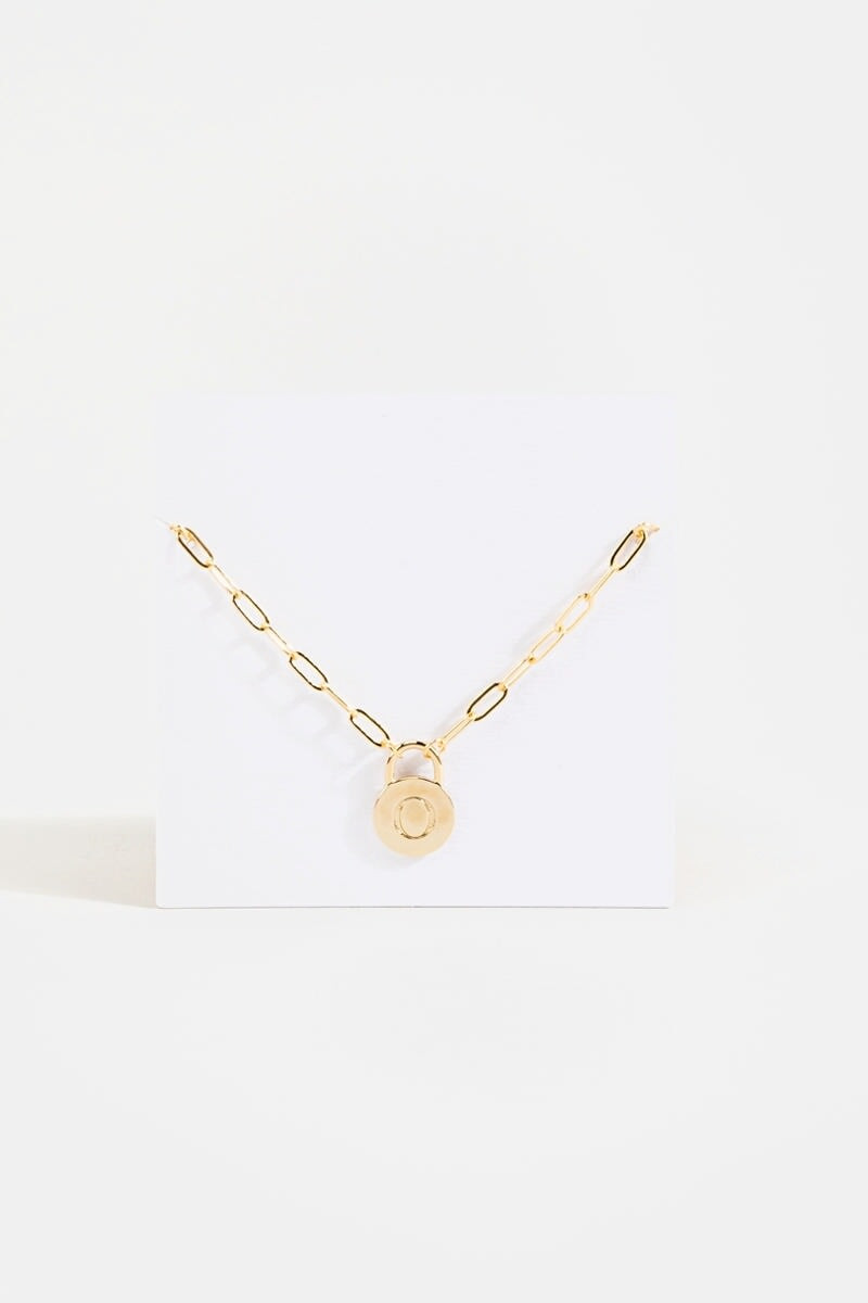 Initial Curb Chain Pendant Necklace Gold