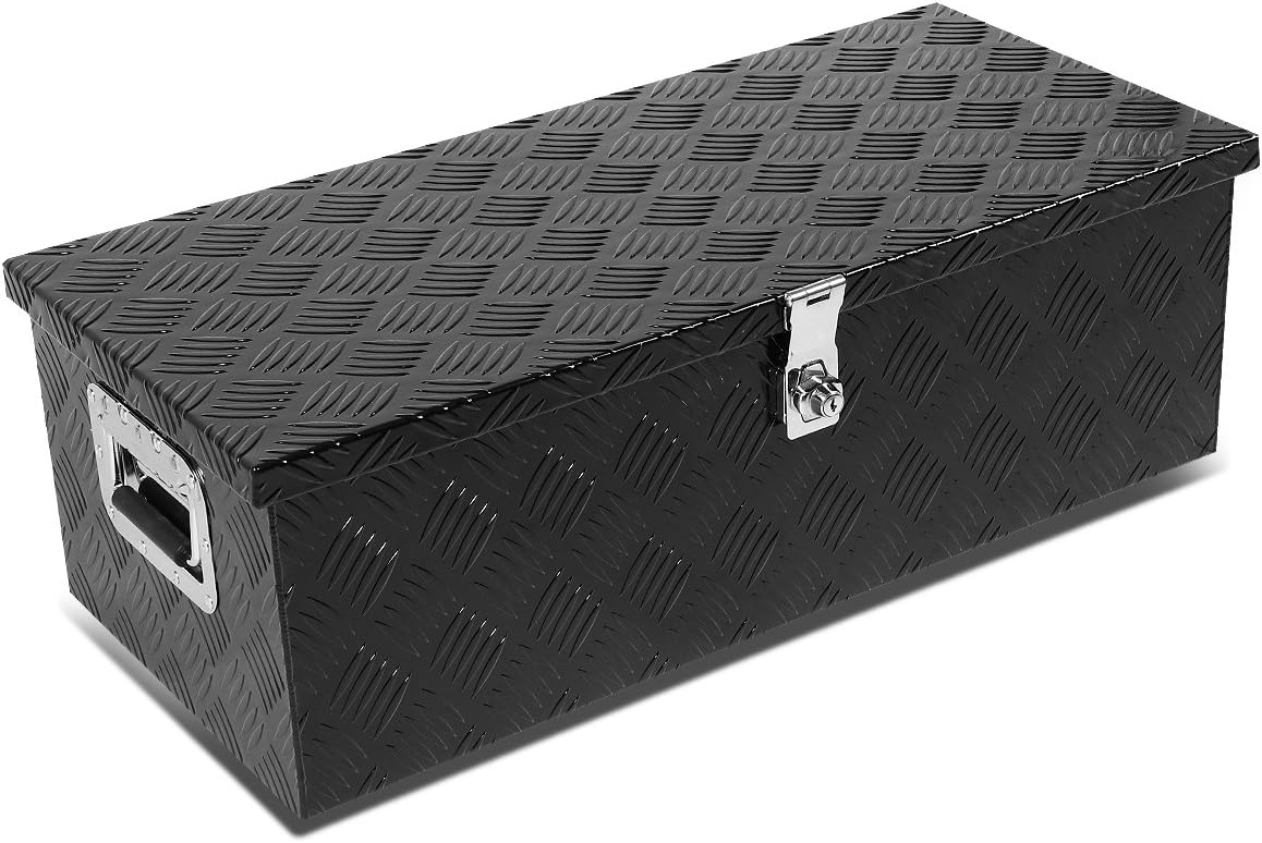 Auto Dynasty 30 x 13 x 10 Inches Aluminum Pickup Truck Bed Trailer Key Lock Storage Tool Box (Black)
