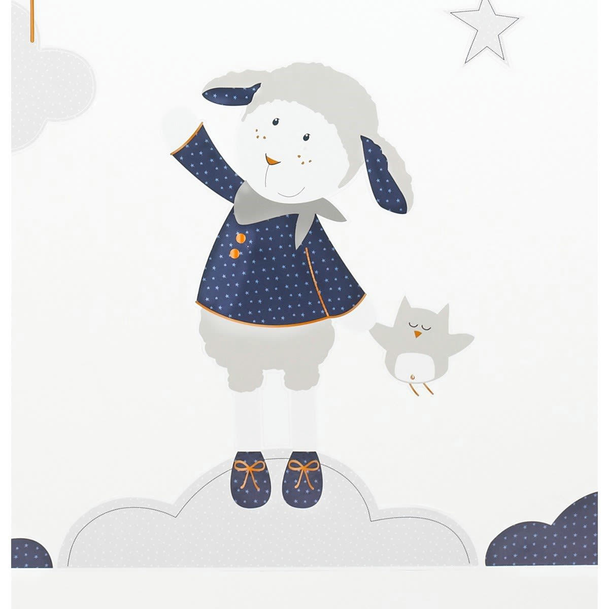 MERLIN - Stickers muraux Mouton 70x50cm en Papier blanc