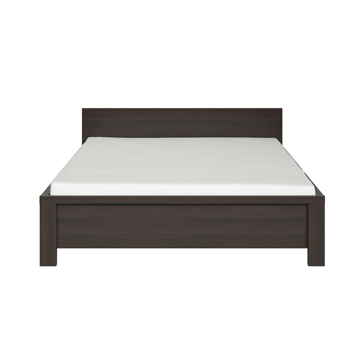 - Lit 140x200 tête de lit bas panneaux agglomérés naturel foncé