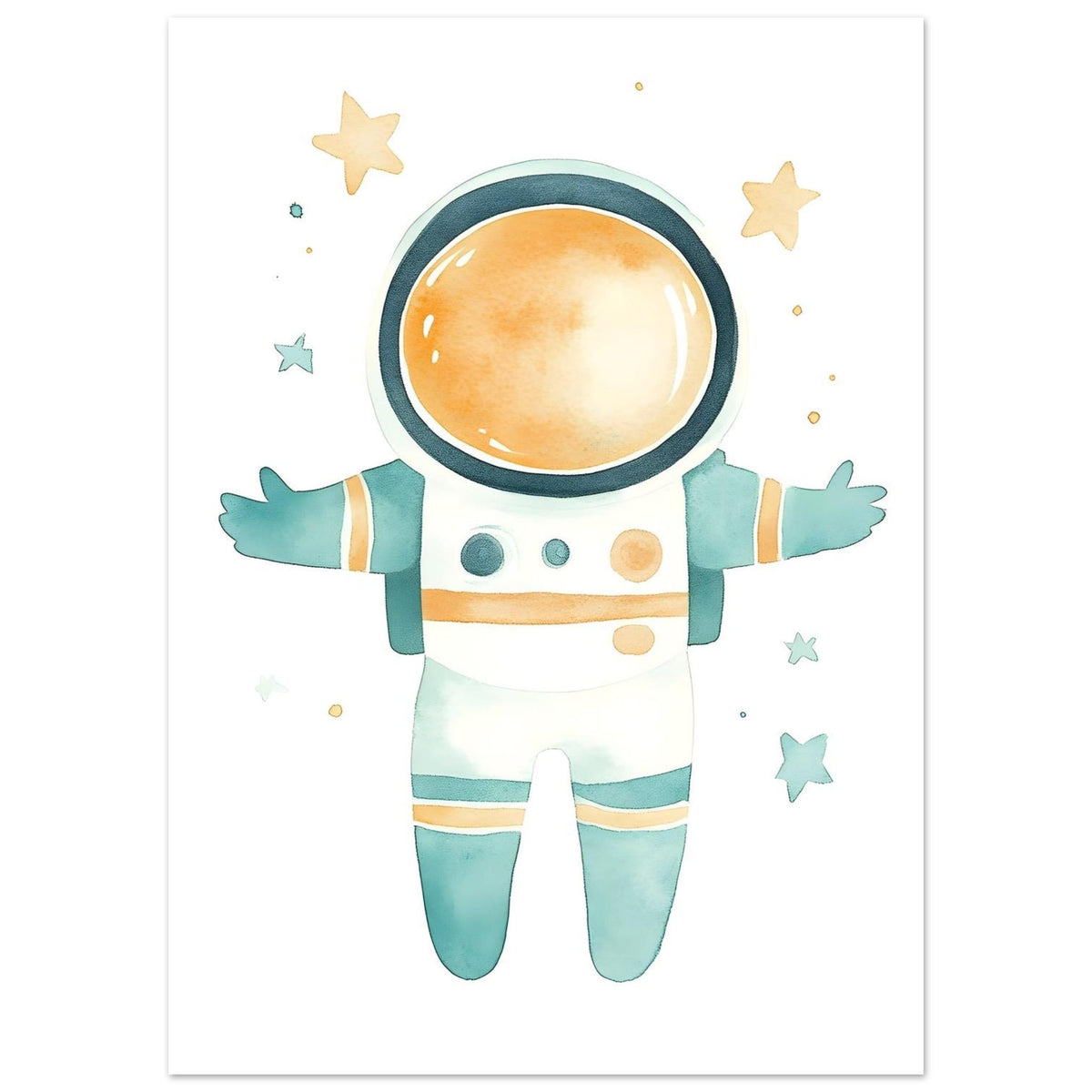 Artfulprints Poster Kleine ruimteheld  - 50x70 cm - Meerkleurig