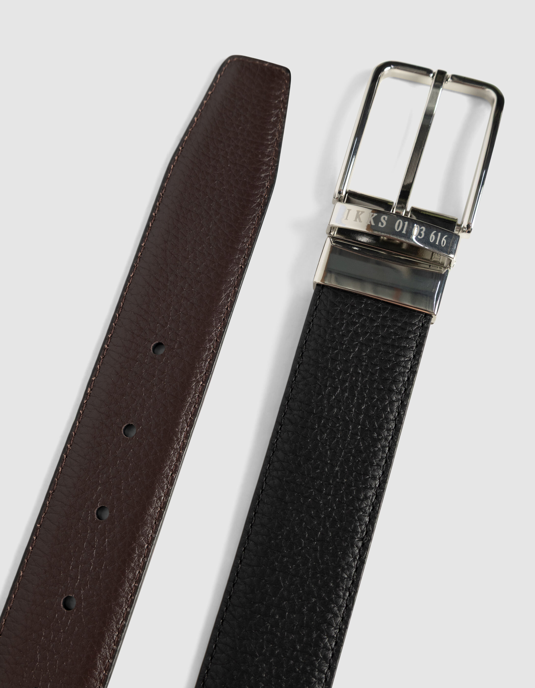 Ceinture réversible noire et marron cuir Homme