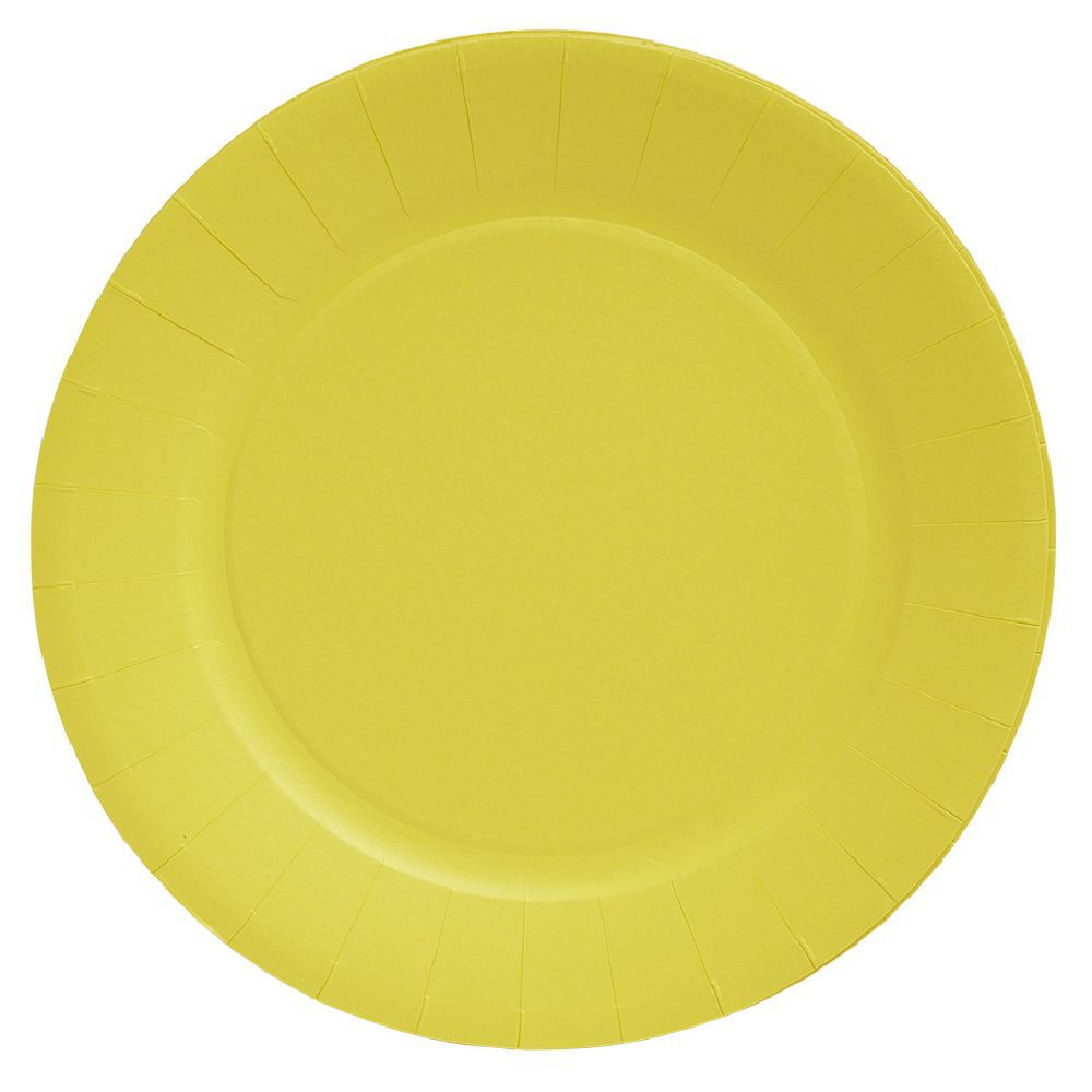 Assiette plate ronde carton jaune x12 Ø23cm