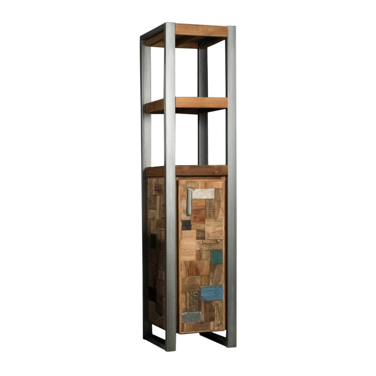 - Colonne de salle de bain en teck recyclé et métal H190cm