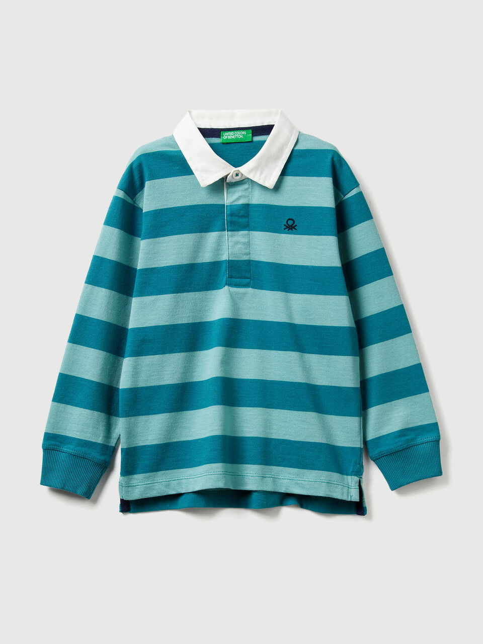 Striped rugby polo in cotton