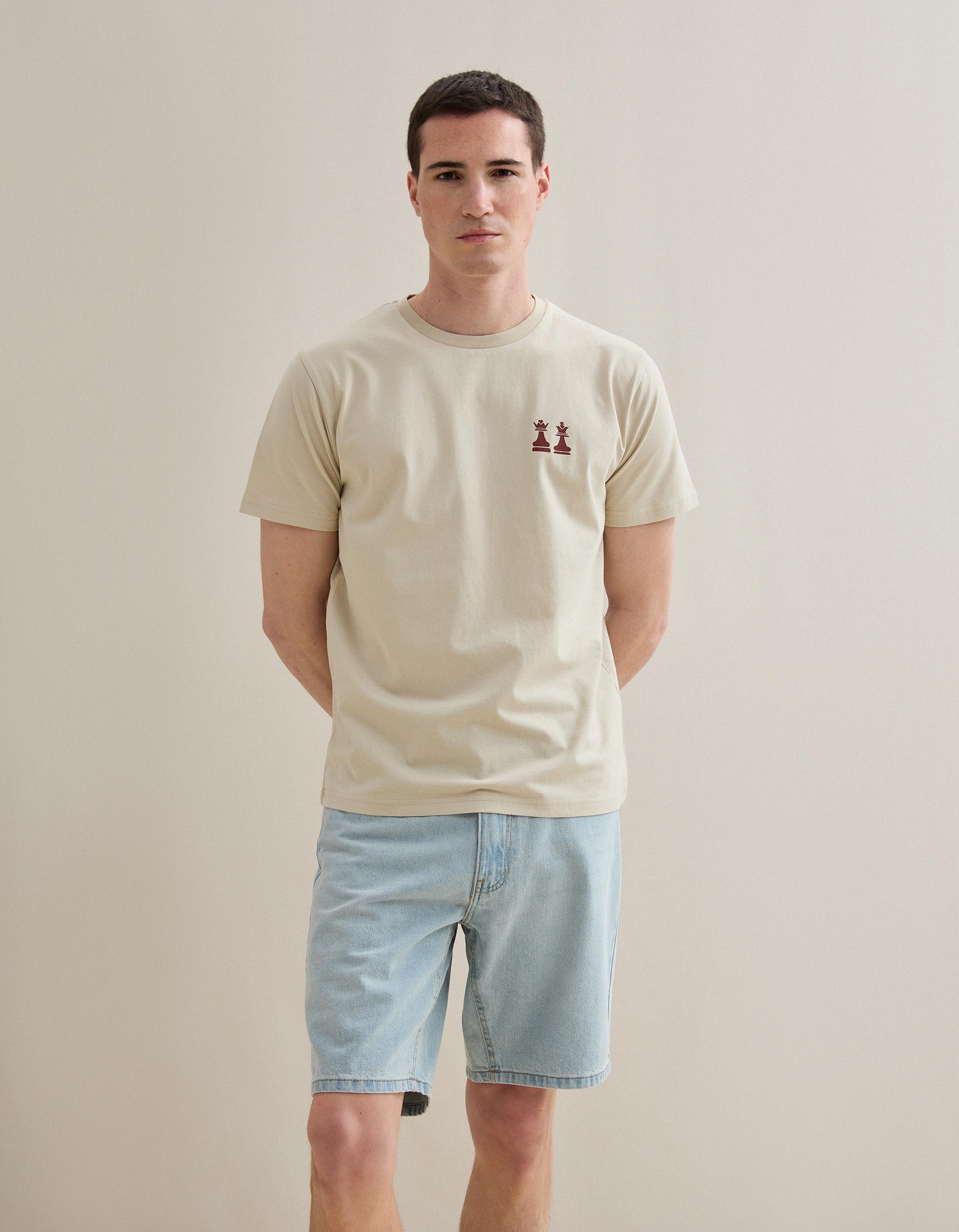 T-shirt Jersey Estampado, Homem, Bege