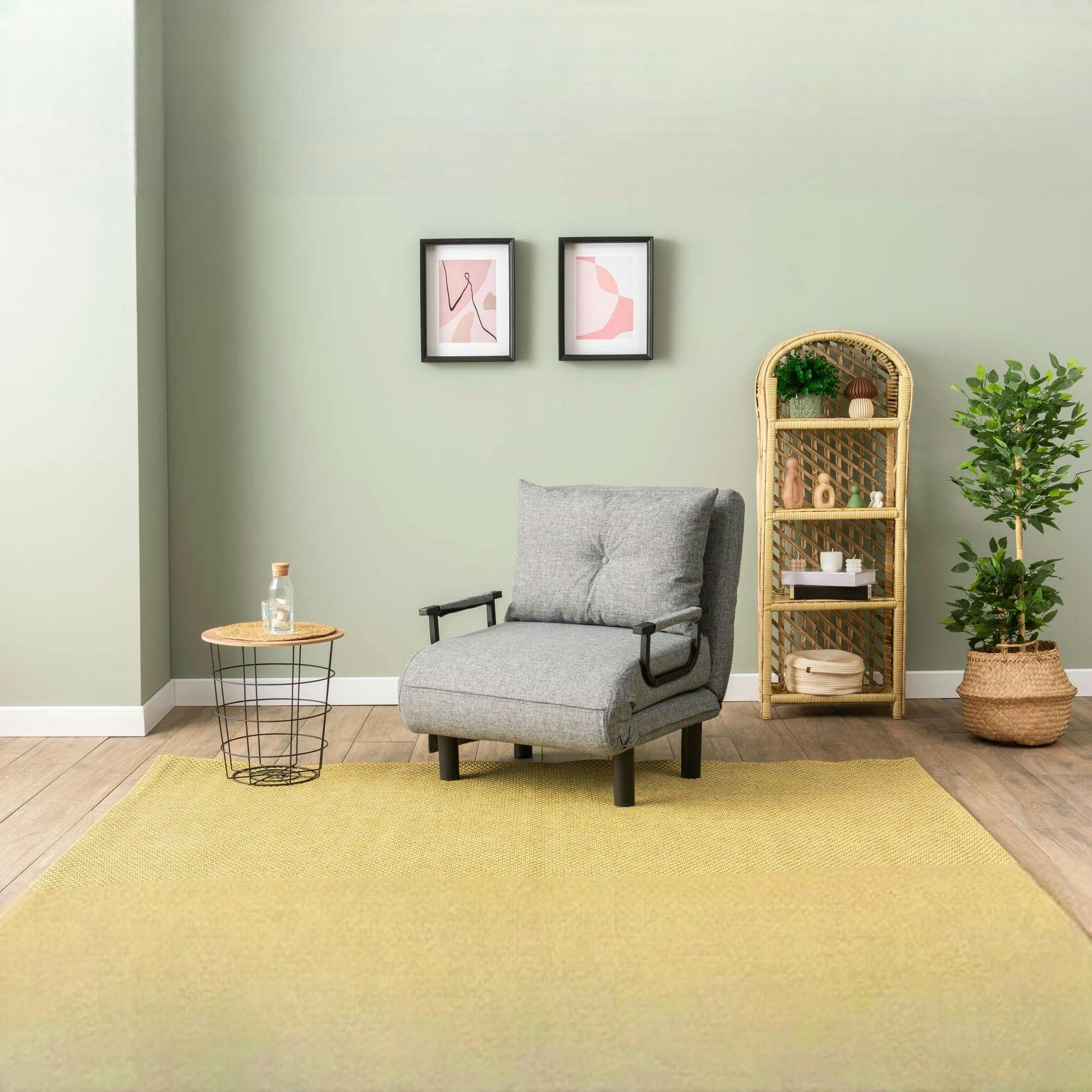 Fauteuil convertible gris clair couchage 175 cm IBARRA