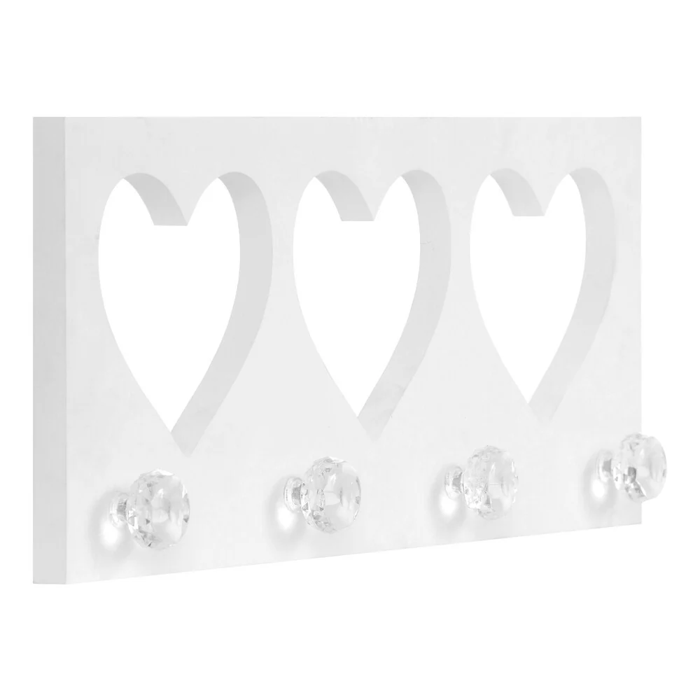 Hearts 8x20 Cut Out Wall Coat Rack With Hooks