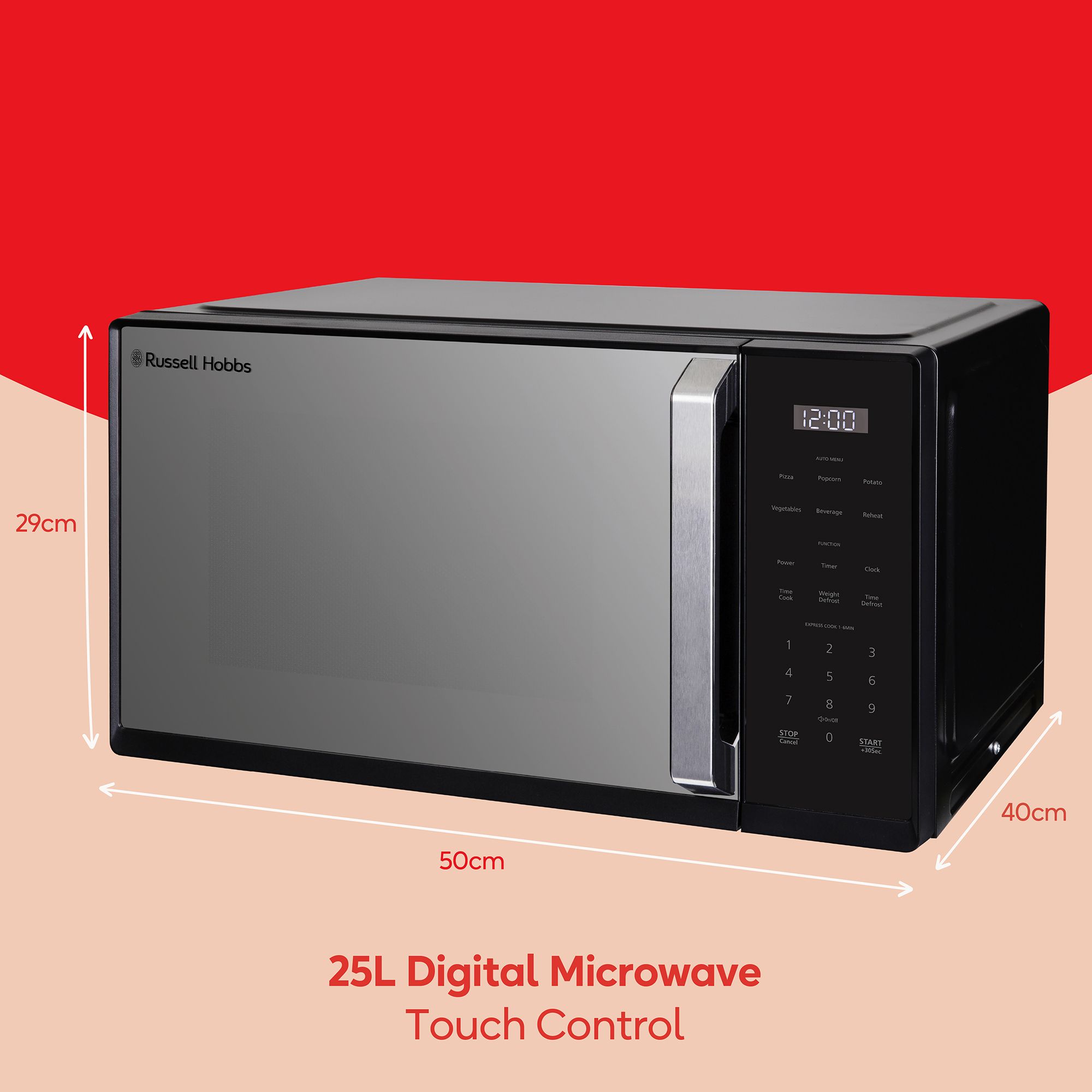 Russell Hobbs Digital Microwave with Touch Control 25L 900W RHMT2512B