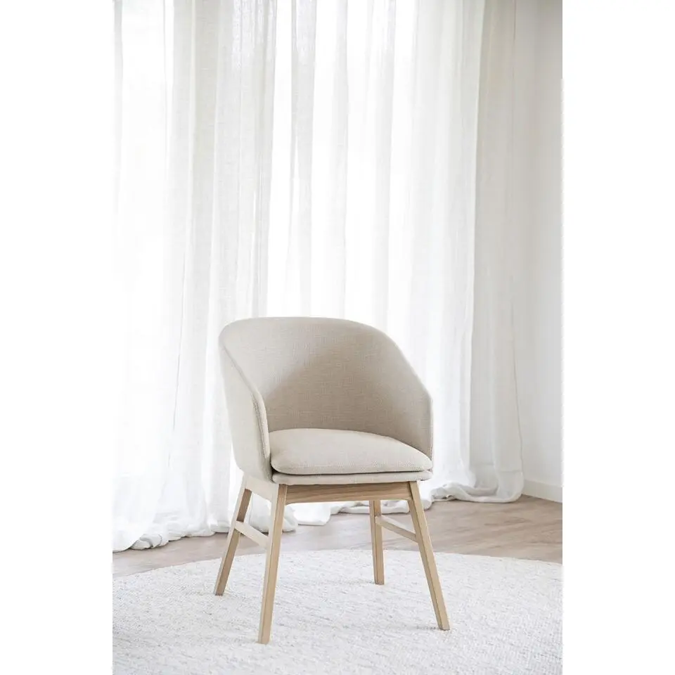 Rowico Home Windham Eetkamerstoel Beige - Armleuning - Naturel Eiken