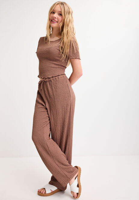 Older Girls Mocha Crinkle Top