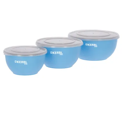 Kerbl Pet Stainless Steel Bowl Set with Lid - Blue