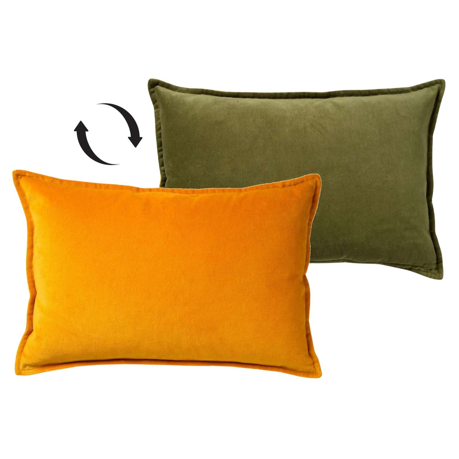 FAY - Kussenhoes 40x60 cm - velvet met 2 kleuren - Golden Glow   Chive - geel en groen